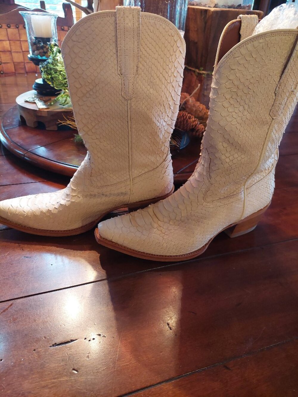 Tecovas Savannah full python western cowboy boots size 11B, IVORY - Picture 4 of 8